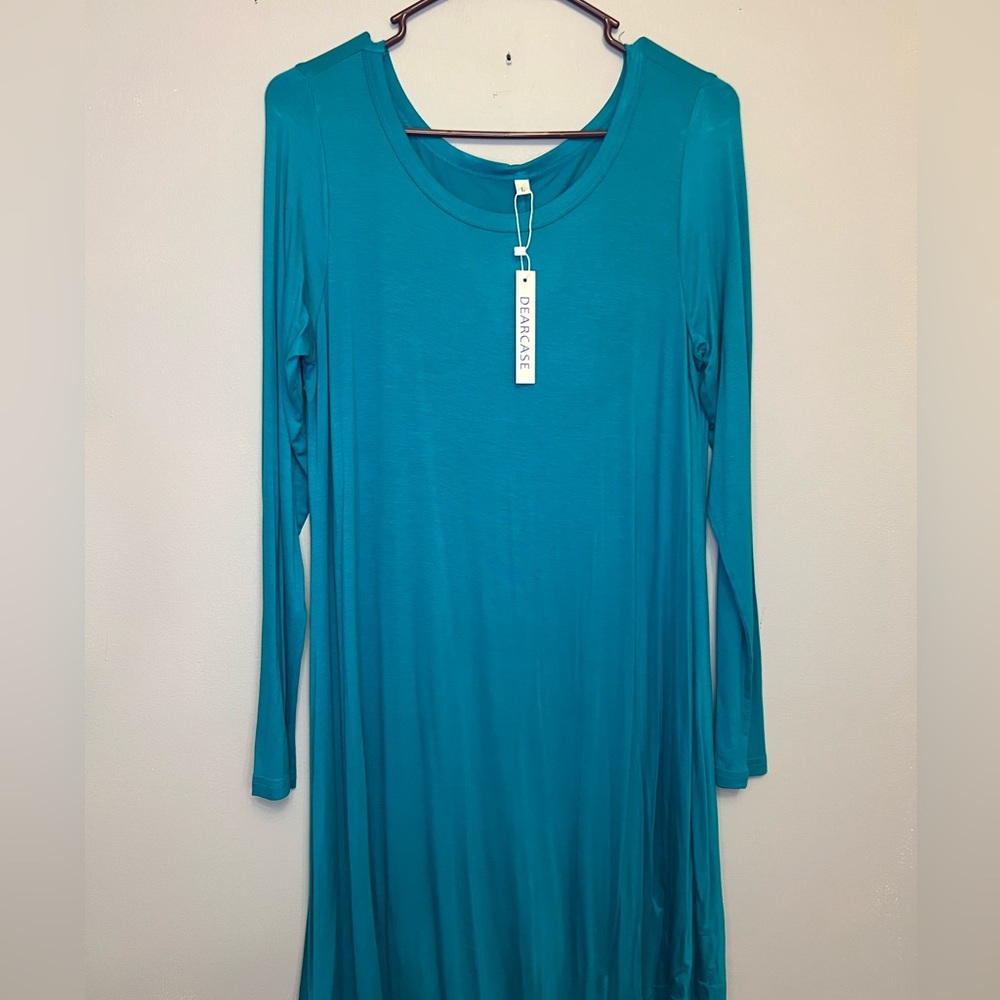 Dearcase size Large midi teal dress brand new with tags